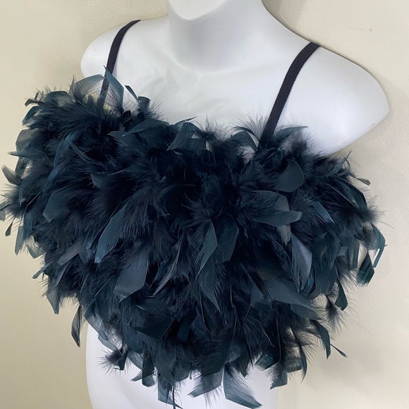 100% LINEN CROPPED CORSET BODICE FEATHER FRONT LACEUP BACK SIZE M ADJUSTABLE - Picture 6 of 9